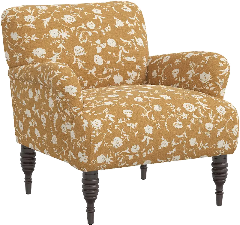 Eliza Ochre Floral Accent Chair - Skyline Furniture