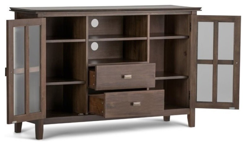 Bowery Hill Transitional Wood TV Stand for TVs up to 53 quotin Natural Aged Brown   Transitional   Entertainment Centers And Tv Stands   by Homesquare  Houzz