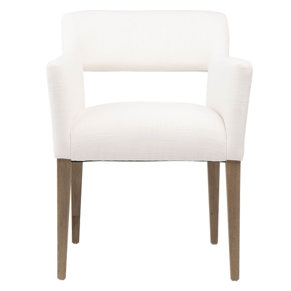 Liamr White Cotton Upholstered Performance Fabric Dining Arm Chair