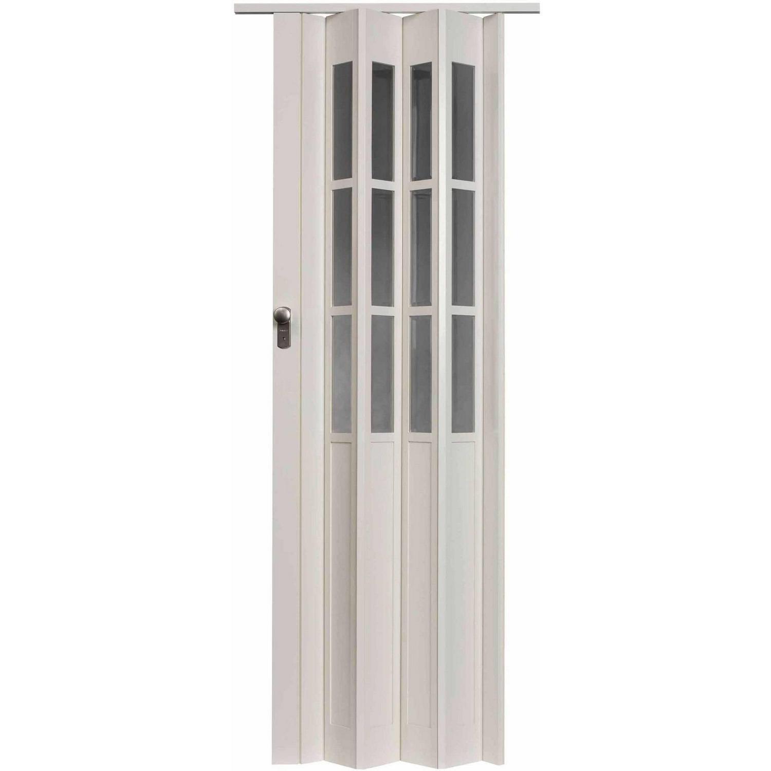 Homestyles Capri PVC Accordion Folding Door Fits 36 wide x 80 high White with Clear PVC Inserts