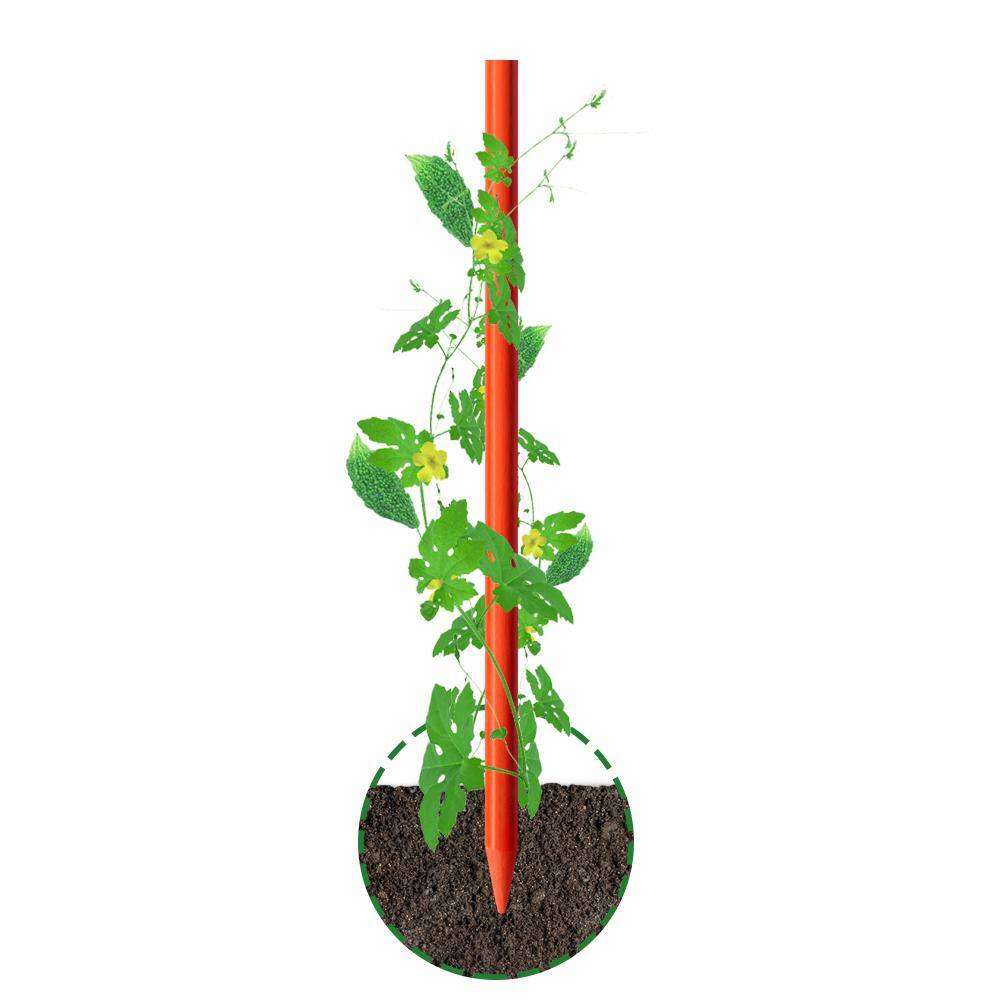 Ecostake Garden Stakes 4 ft. for Climbing Plants Supports Pole Rust-Free Plant Sticks Fence Post (100-Pack) Orange FS144OR100-WI