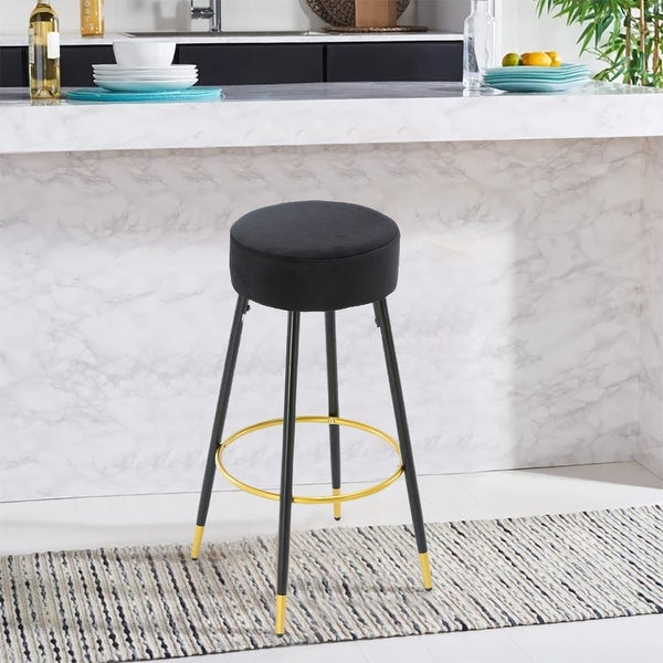 30.11 in. Metal Frame Bar Stool with Velvet Seat