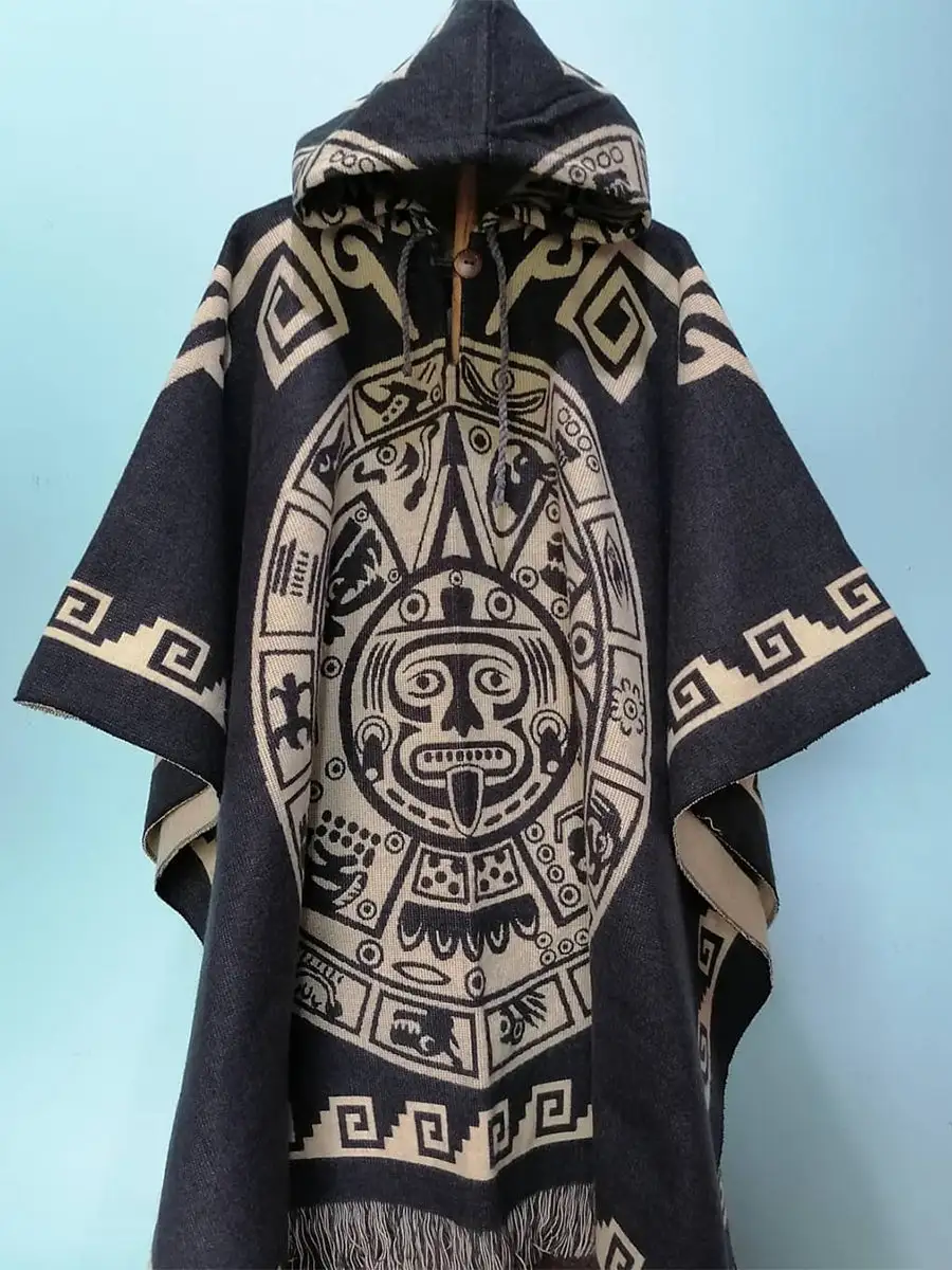 Casual Ethnic Style Printed Hooded Cape