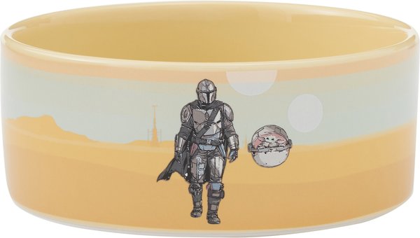 STAR WARS THE MANDALORIAN and CHILD Desert Non-Skid Ceramic Dog and Cat Bowl