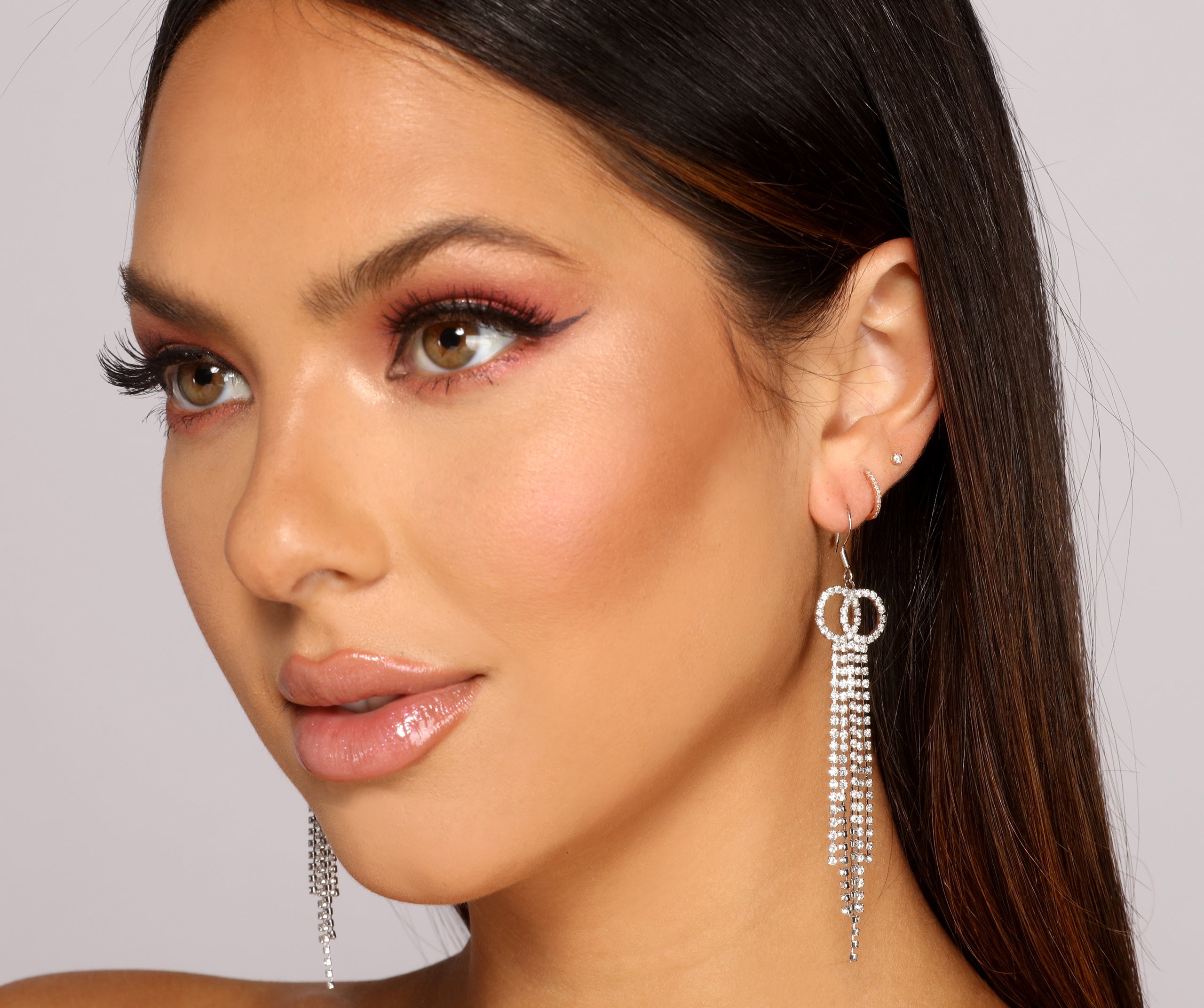 Feelin' Glamorous Rhinestone Fringe Earrings