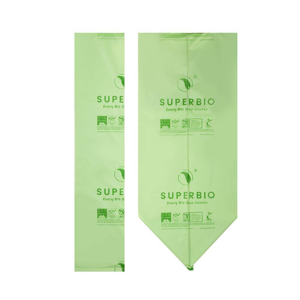 SUPERBIO 55 Gal. Compostable Trash Bags with Flat Top Eco-Friendly for Outdoor Bin (20-Count) SU-55GAL-F-20PK