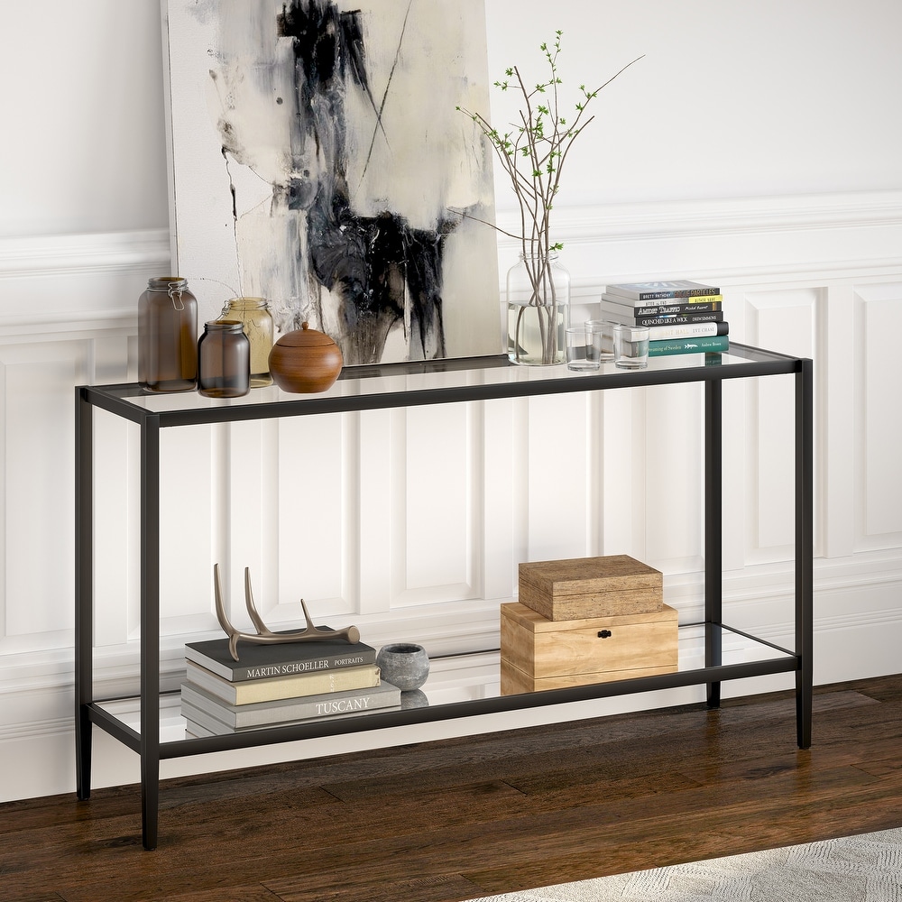 Hera Rectangular Console Table with Mirror Shelf