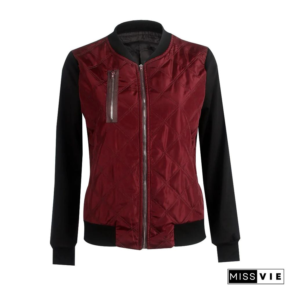 Solid Color Fashion Zipper Cotton Jacket Women's Jacket