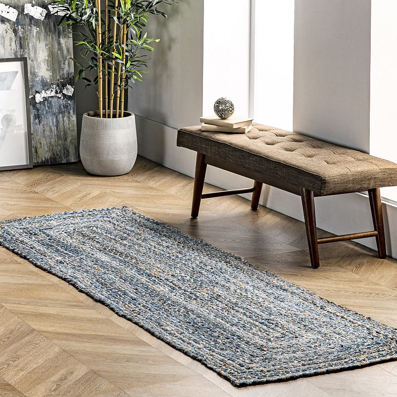 nuLoom Hand Braided Otelia Denim And Jute Area Rug