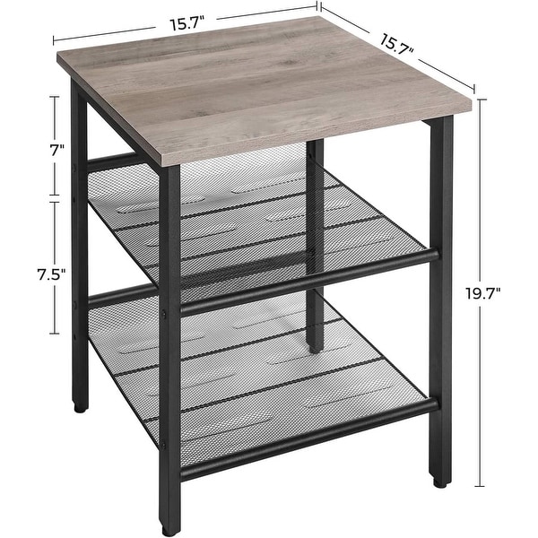 Modern End Table with Adjustable Mesh Shelves，Set of 2