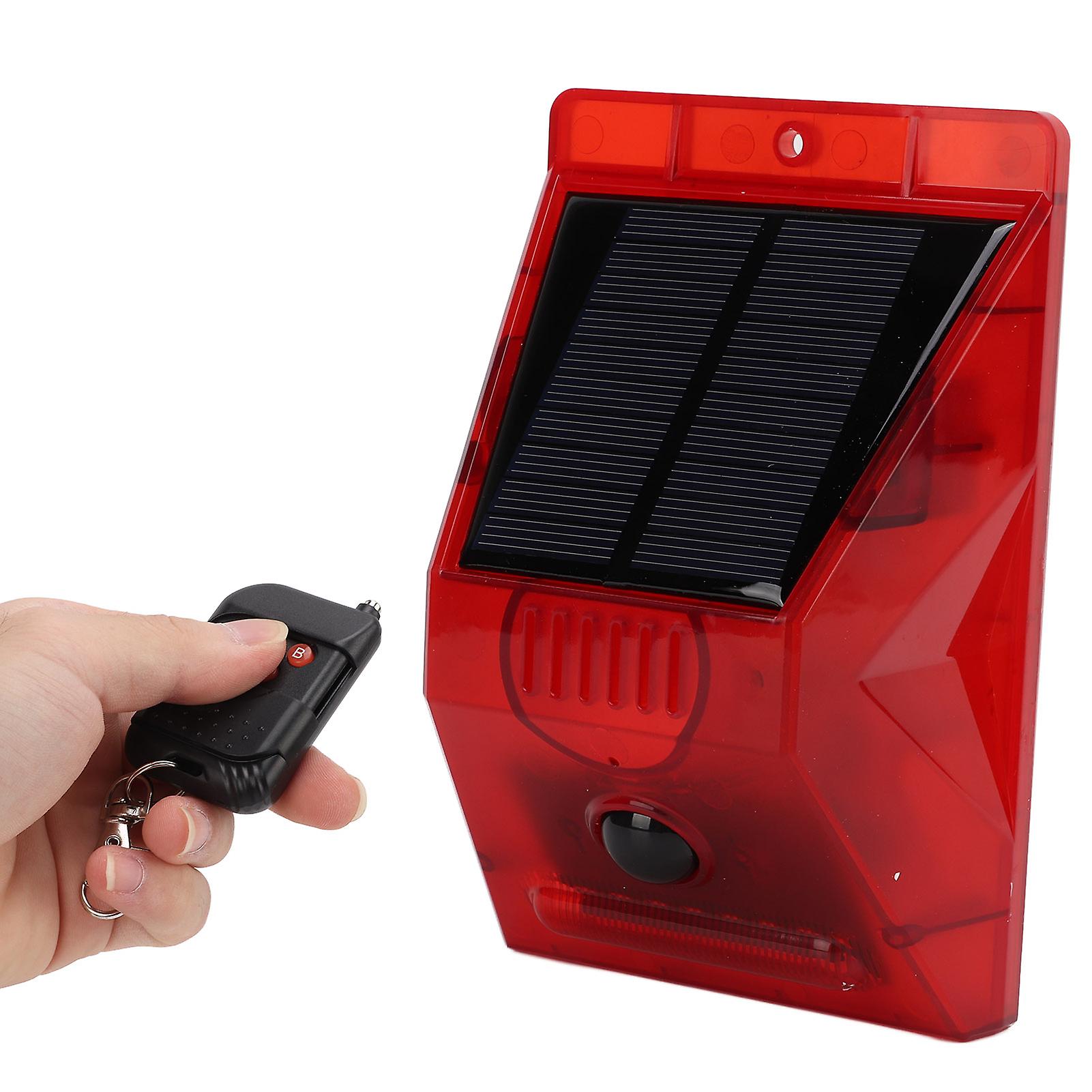 Sound Light Alarm Lamp Solar Powered Remote Control Anti Theft Ip65 Waterproof For Fishpond Home