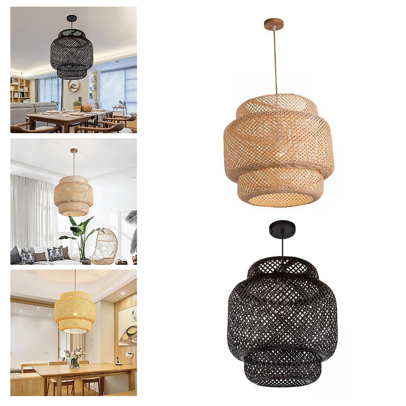 2pcs Woven Bamboo Pendant Light Creative Lamp Home Decor