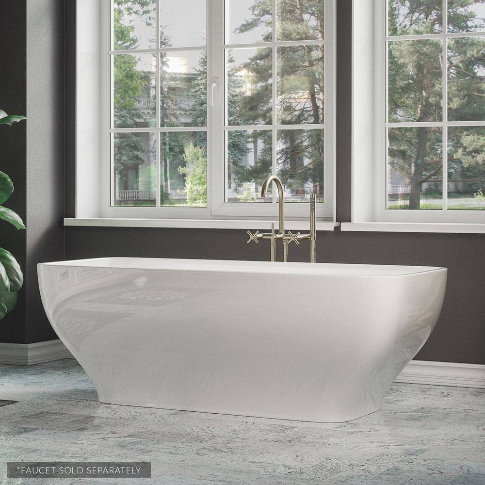 PELHAM  WHITE Oxford 67 in. Acrylic Curvy Rectangle Freestanding Bathtub in White Drain in White PW82078-W