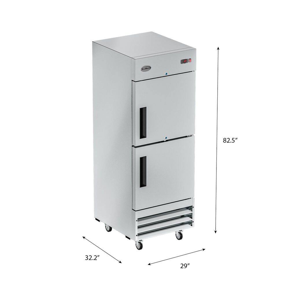 Koolmore 23 cu. ft. Commercial Solid Half Door Auto Defrost Upright Reach-In Freezer in Stainless Steel RIF-1D-SSHD