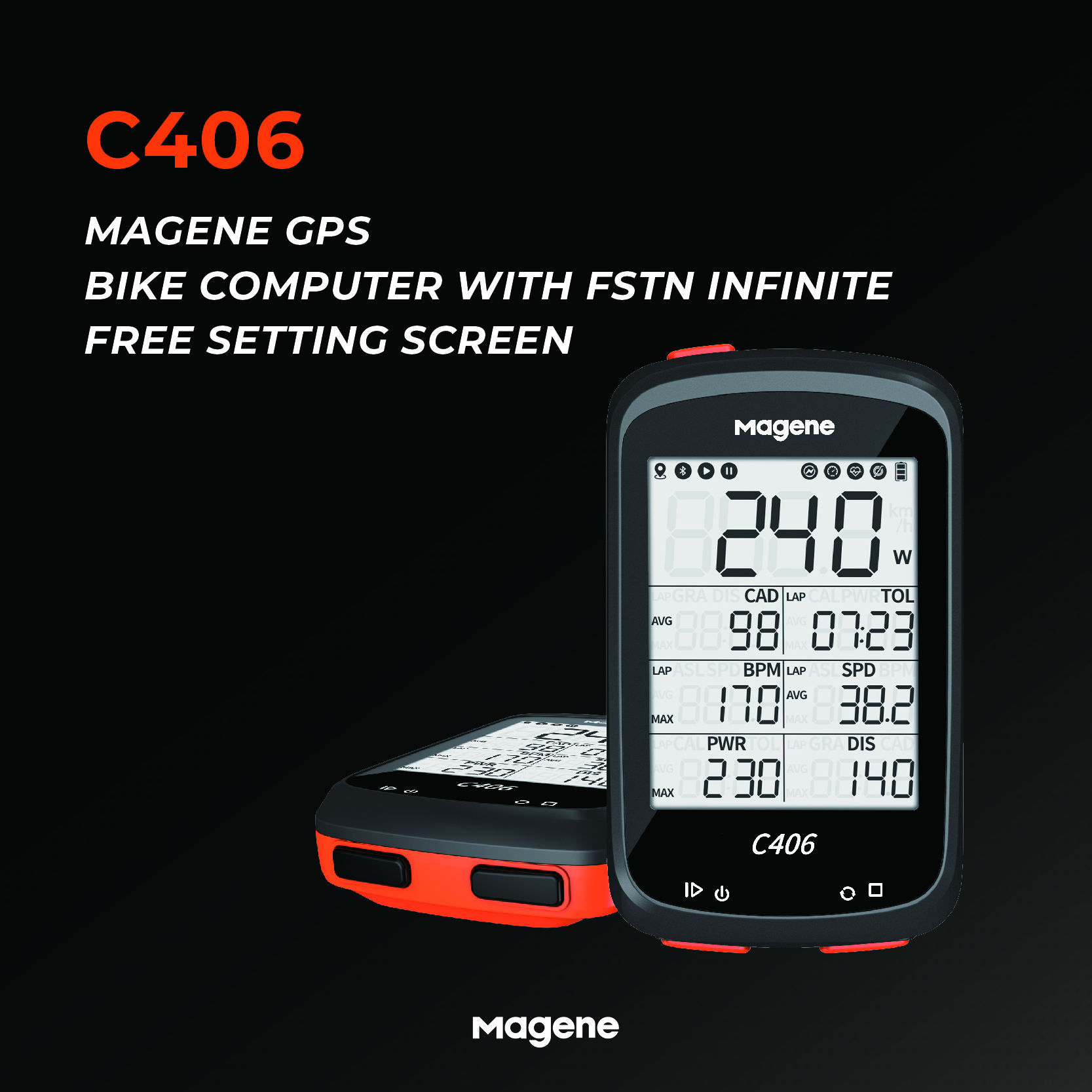 Magene C406 ANT+  24 Inch Large Screen Cycling Road Bike Speedometer Wireless Gps Bicycle Computer