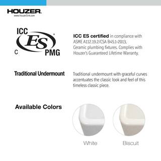 HOUZER Houzer Platus Undermount Fireclay 13 inch Bar Sink White PTB-1318 WH PTB-1318 WH