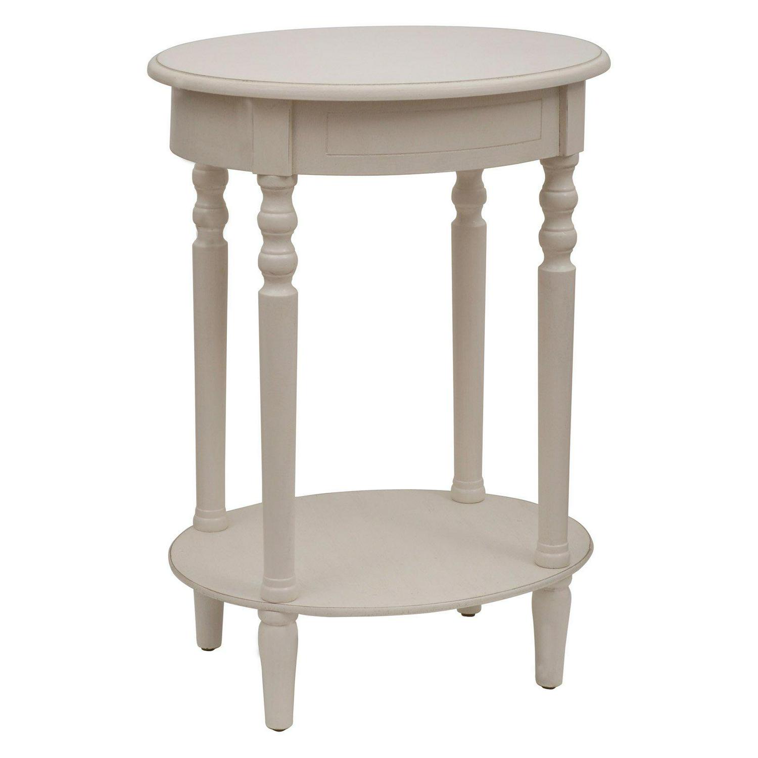 DA(C)cor Therapy Simplify Wood Oval Accent Table with Lower Shelf Multiple Finishes  Crowdfused