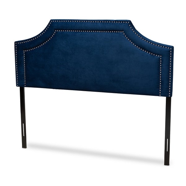 Avignon Modern and Contemporary Navy Blue Velvet Fabric Upholstered King Size Headboard - - 34862667