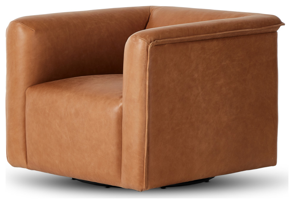 Wellborn Swivel Chair Palermo Cognac   Contemporary   Armchairs And Accent Chairs   by Zin Home  Houzz