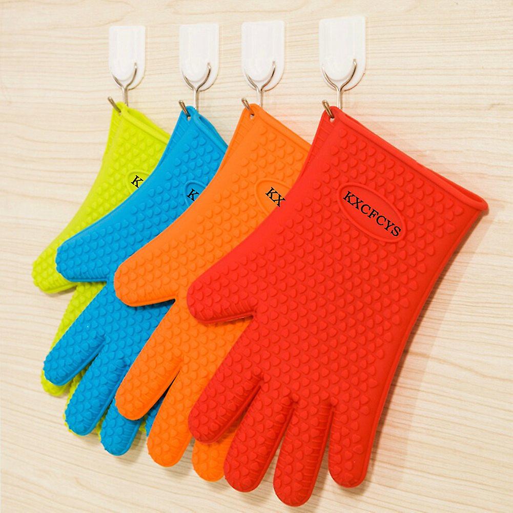 1 Pair Heat Resistant Silicone Oven Mitts For Bbq Grill And Oven