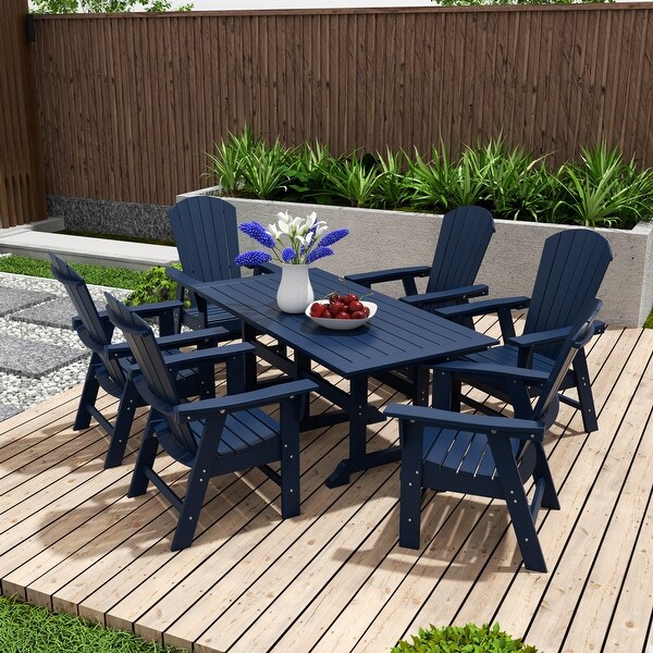 Polytrends Altura 7Piece Poly EcoFriendly All Weather Outdoor Dining Set with Armchairs