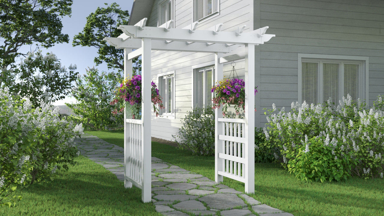 Vita 63"L x 46"W x 91"H Springport Vinyl Arbor, White, VA68146