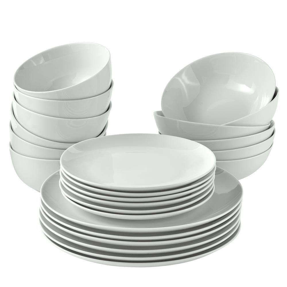 Over and Back Organic white 24 piece casual bone white porcelain dinnerware set 914029