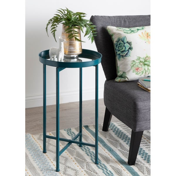 Kate and Laurel Celia Round Foldable Metal Accent Table - 14x14x26