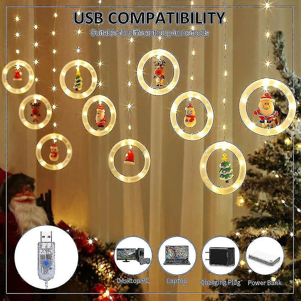 Usb Led Christmas String Fairy Lights Xmas Window Curtains Hanging Decors Lamps