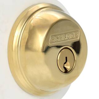 Schlage B60 Series Bright Brass Single Cylinder Deadbolt Certified Highest for Security and Durability B60N 505 605