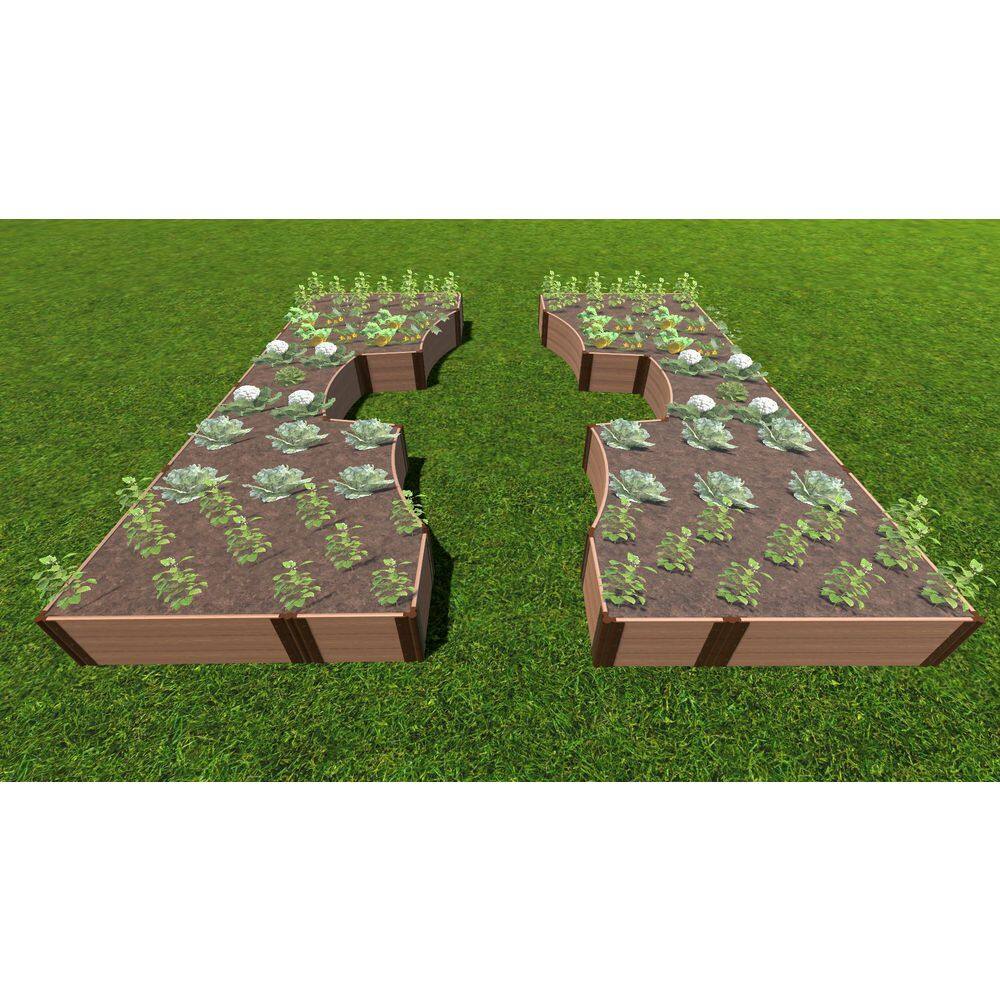 Frame It All 14 ft. x 16 ft. x 16.5 in. Classic Sienna Composite Walk-Through Inner Roboto Raised Garden Bed - 1 in. Profile 800003111