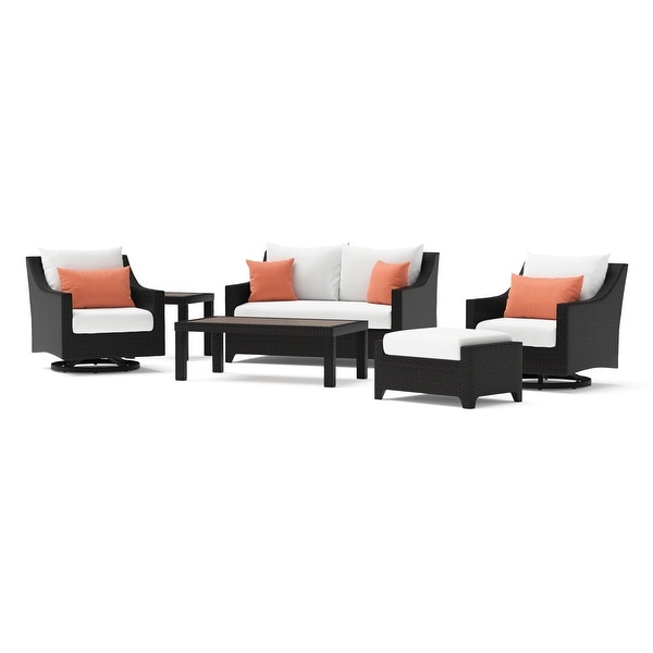 Deco 6 Piece Sunbrella Outdoor Patio Love and Motion Club Seating Set