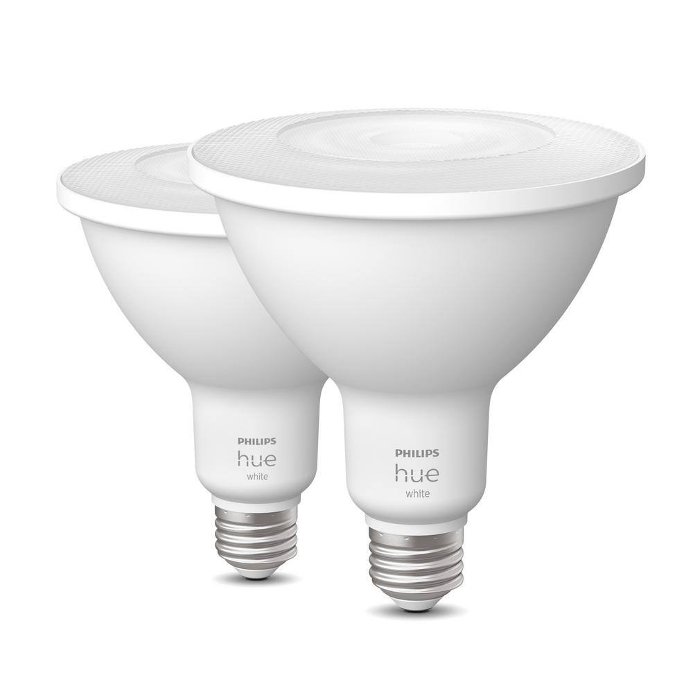 Philips Hue 100-Watt Equivalent PAR38 Smart Waterproof Soft White (2700K) Light Bulb (2-Pack) 577361