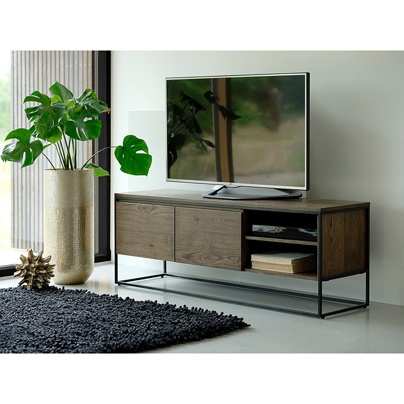 RIVOLI TV Entertainment Unit 1.55M -  Smoked Oak / Black