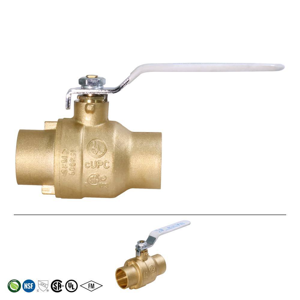 The Plumber's Choice 1-14 in. SWT x 1-14 in. SWT Premium Brass Full Port Ball Valve (12-Pack) 832C336-N-12-NL