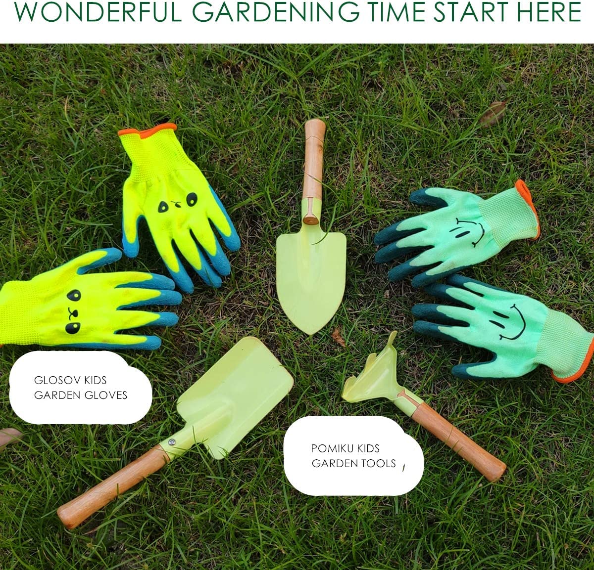 GLOSAV Kids Gardening Gloves for Ages 2-12 Toddlers, Youth, Girls, Boys, Children Garden Gloves for Yard Work (Size 3 for 5, 6 Year Old)