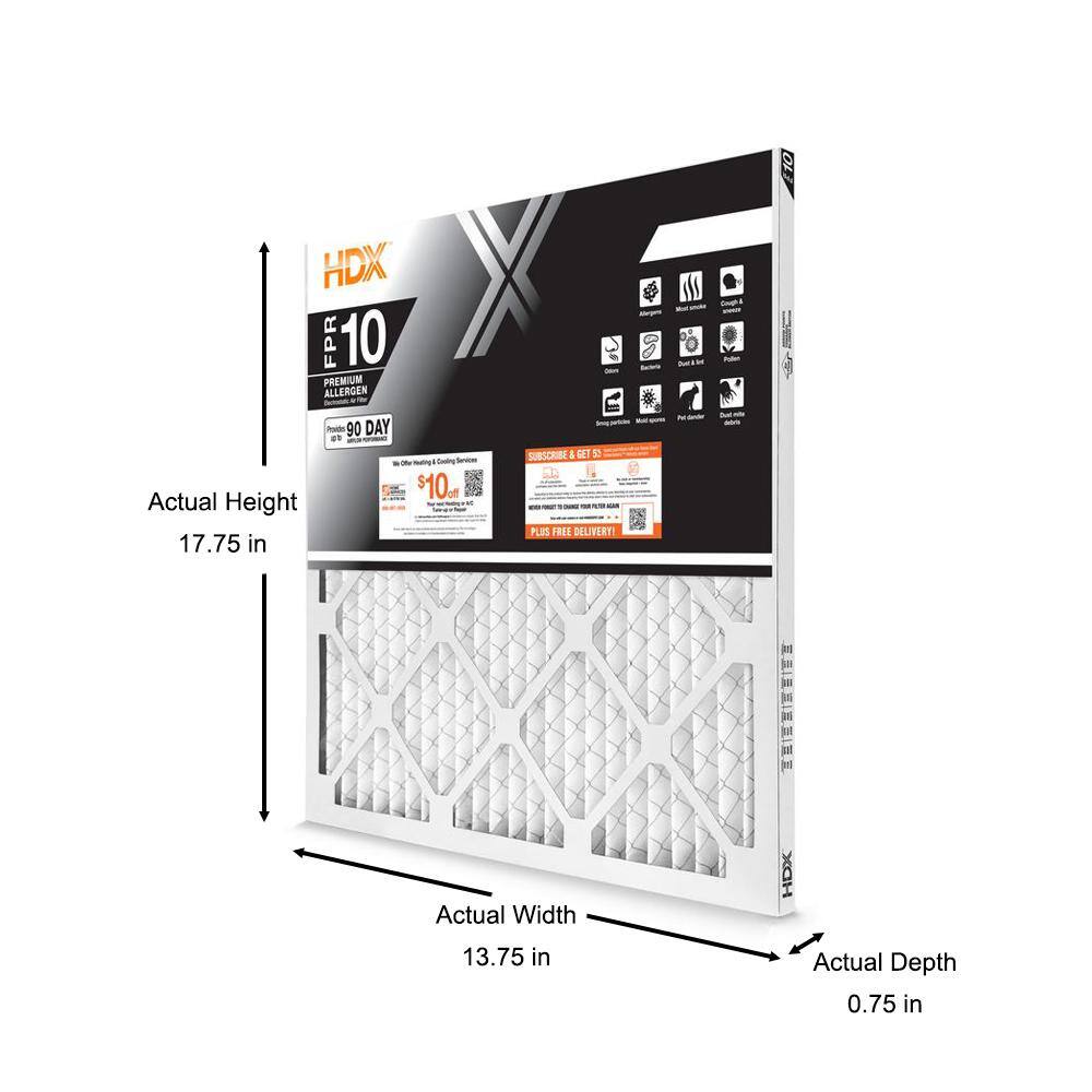 HDX 14 in. x 18 in. x 1 in. Premium Pleated Air Filter FPR 10 HDX1P10-011418