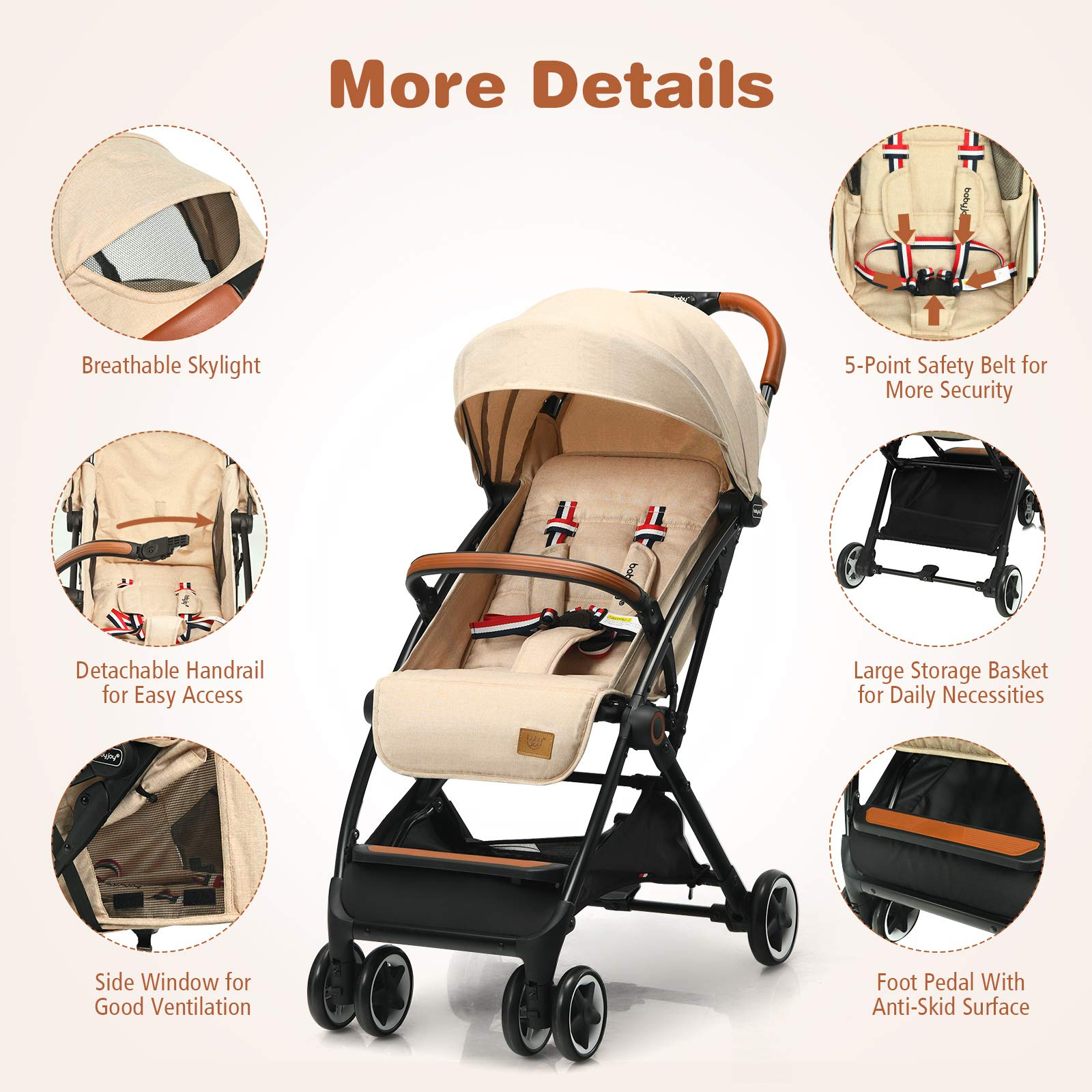 BABY JOY Lightweight Baby Stroller, Compact Toddler Travel Stroller for Airplane