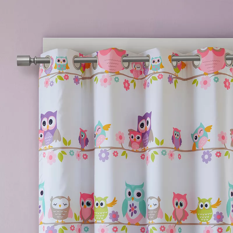 Mi Zone Kids Nocturnal Nellie Owl Total Blackout Thermal Insulated Grommet 1 Window Curtain Panel