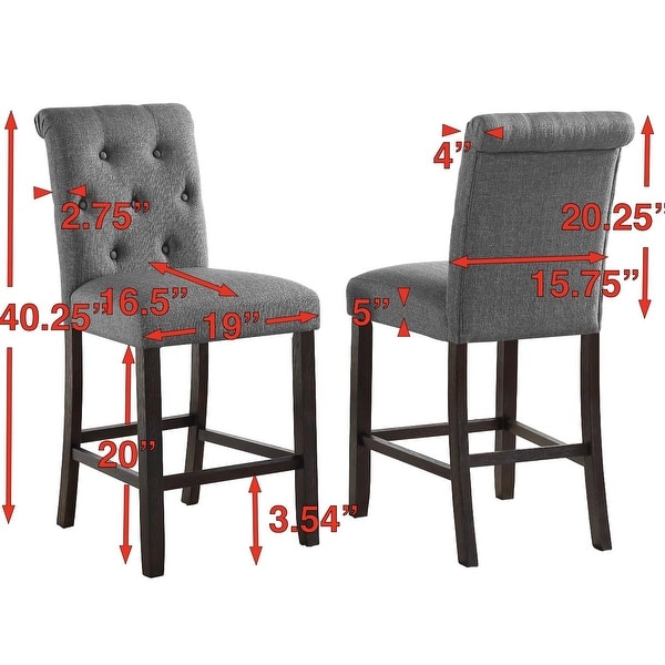 Leviton Solid Wood Tufted Asons Counter Height Dining Chair in Gray， Set of 2