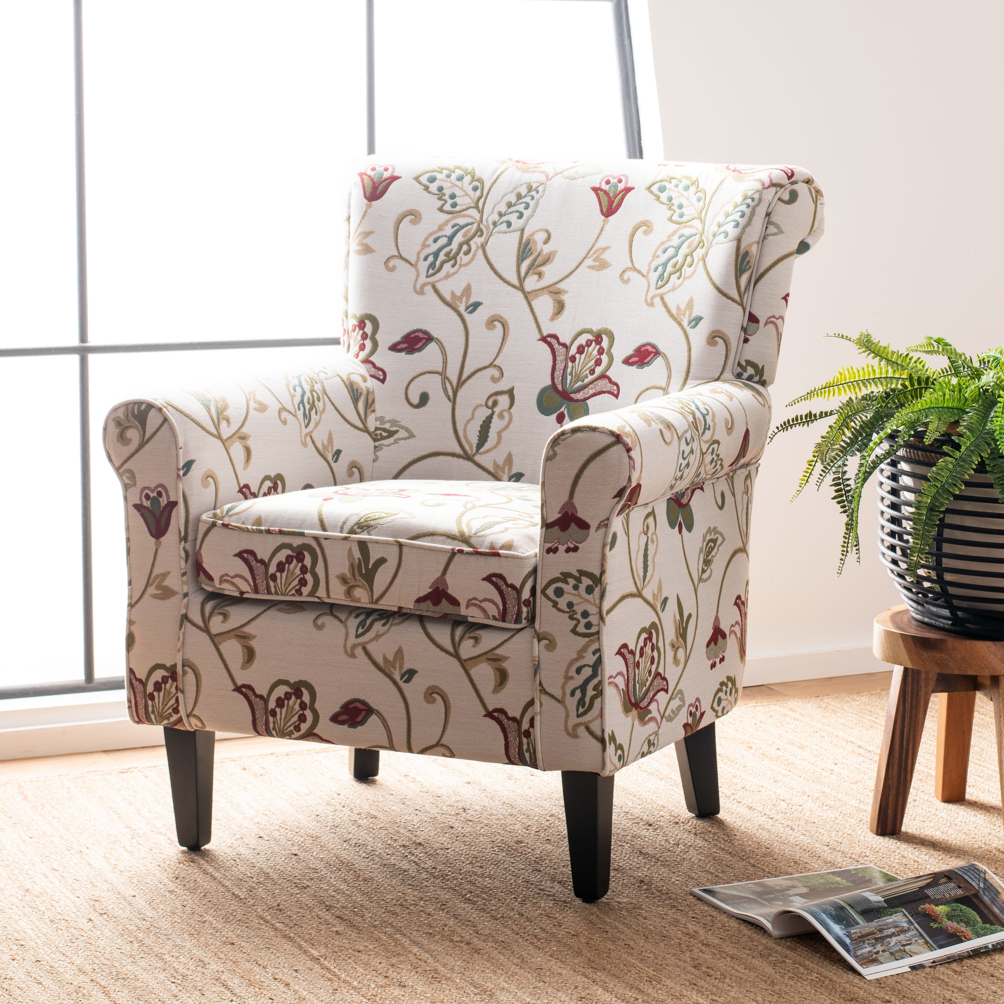 SAFAVIEH Gramercy Red/Ivory Floral Club Chair