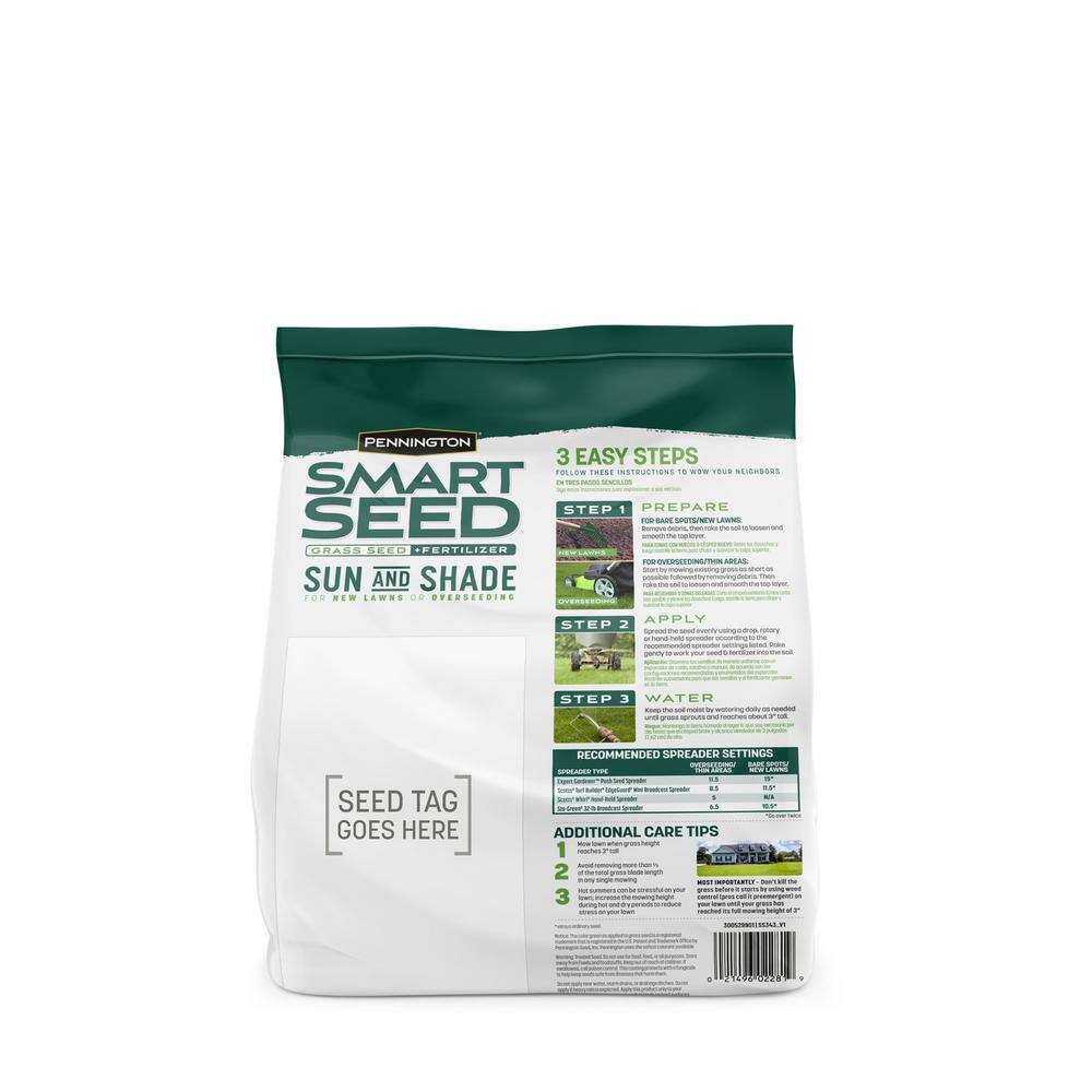 Pennington Smart Seed 3 lbs. Sun and Shade South Grass Seed and Fertilizer 100543722