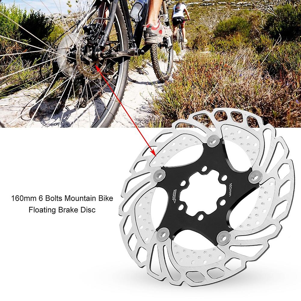 160mm 6 Bolts Mountain Bike Floating Brake Disc Rotor Cycling Accessory(black)