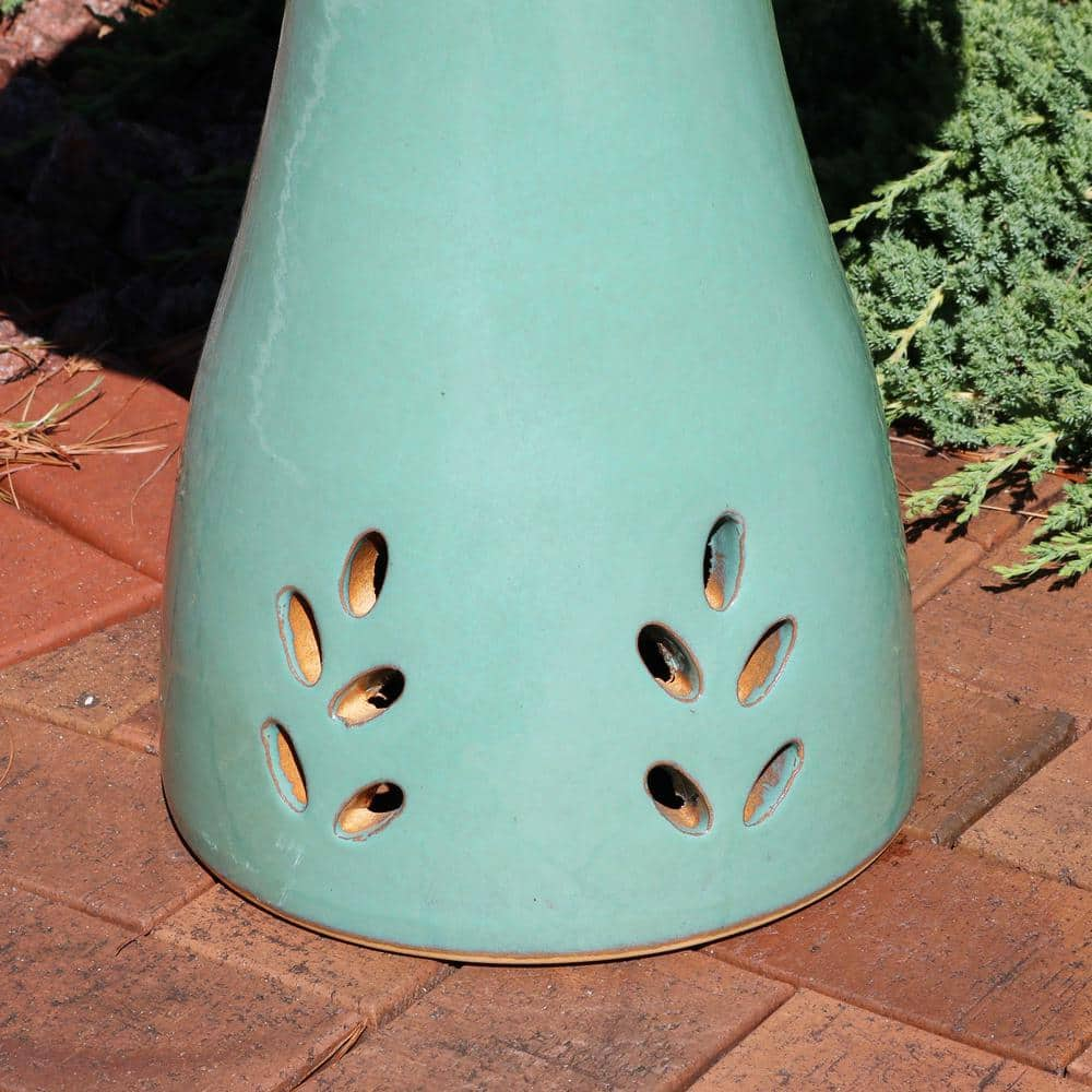 Sunnydaze Decor Classic Seafoam Ceramic Outdoor Bird Bath， UV/Frost Resistant AP-350