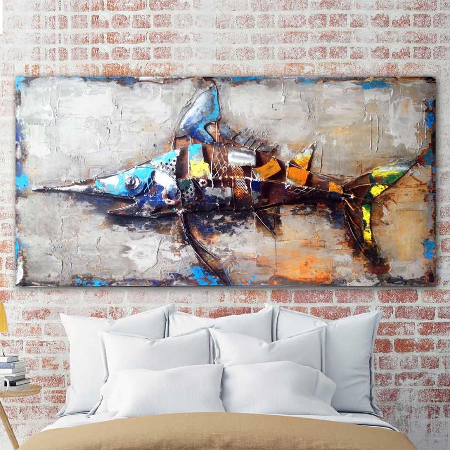 Swordfish Handcrafted Metal Art Painting 140X70 Cm Soap021