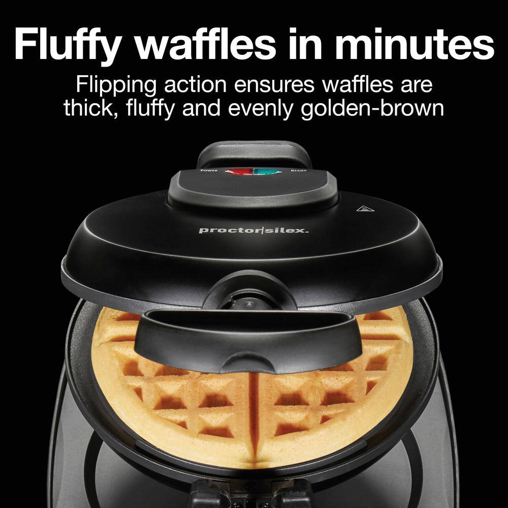 Proctor Silex 800-Watt Single Waffle Black Belgian Flip Waffle Maker 26090PS