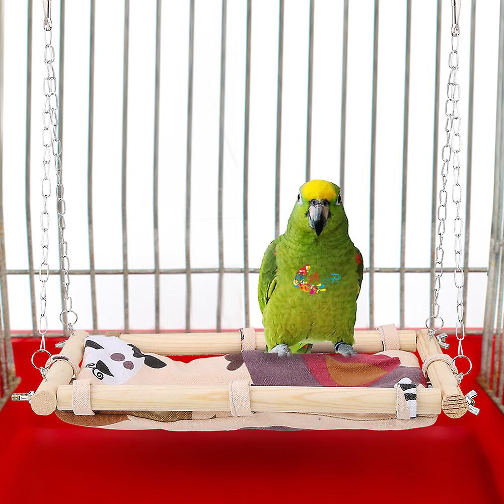 Pet Canvas Hammock Bird Wood Hanging Cage Parrot Game Bed Swing Toy