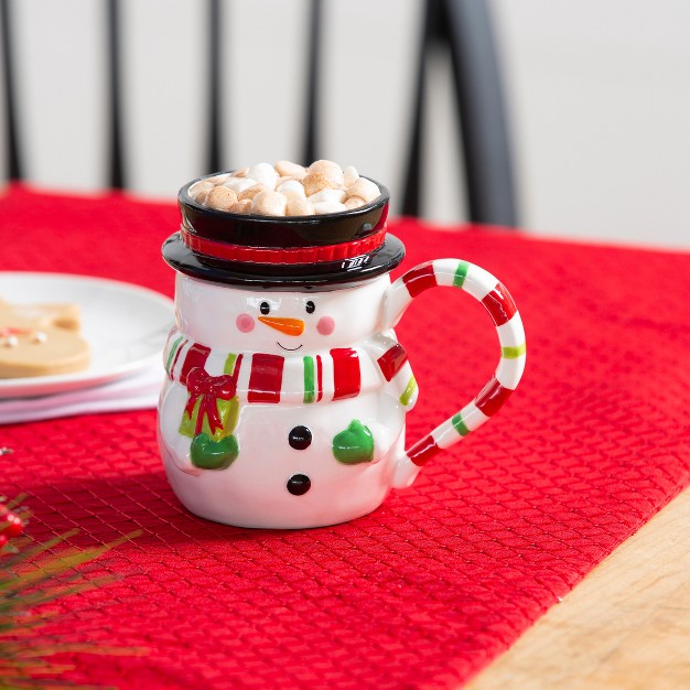 Evergreen Ceramic Cup 16 Oz Shaped Snowman