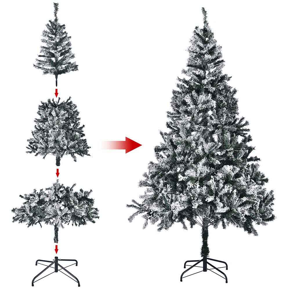 Yescom Flocked Christmas Tree White (7.5ft, 5ft, 3ft Options)