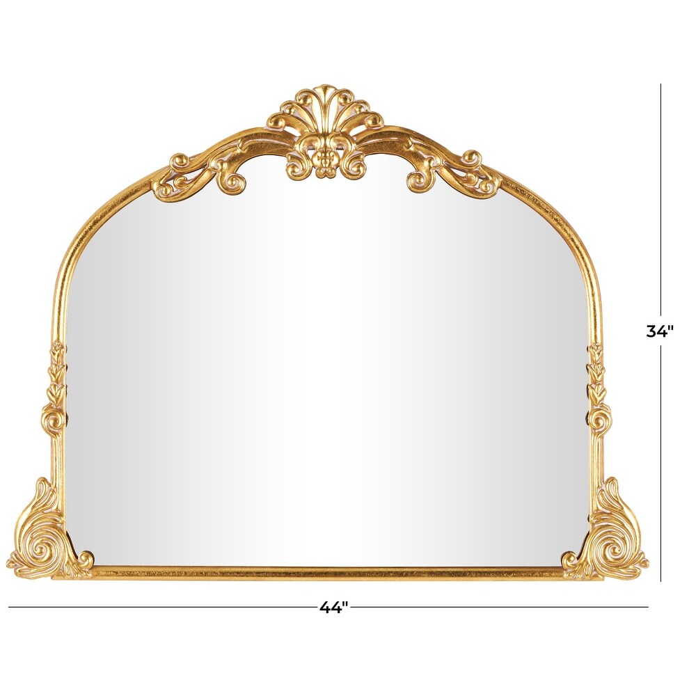 Gold Metal Ornate Arched Baroque Wall Mirror   34\